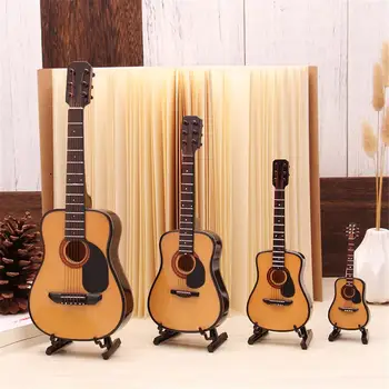 Adeeing Mini Pilnas Kampas Liaudies Gitara Gitara Miniatiūrinis Modelis, Medinės Mini Muzikos Instrumentų Kolekcijos Modelis