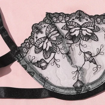 Aduloty Sexy liemenėlė siuvinėjimo nėrinių apatinius nustatyti moterų sleepwear Net gazas skaidrus apatinis trikotažas mažai-waisted g-string liemenėlė tiktų