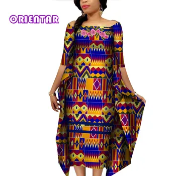 Afrikos Suknelė Moterims Velniop Kaklo Dashiki Ankara Suknelės Afrikos Spausdinti heidi bazin Riche Tradicinių Drabužių Plius Dydis WY4187
