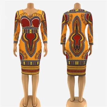 Afrikos Suknelės Moterims Dashiki Spausdinti 2020 Naujienos Genčių Etninės Mados V-kaklo Ponios Drabužiai Atsitiktinis Seksuali Suknelė Skraiste Šalis