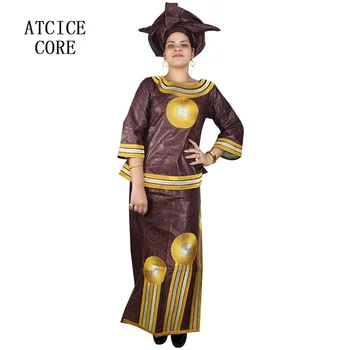Afrikos suknelės moteris heidi bazin riche siuvinėjimo dizainą ilga suknelė LB062
