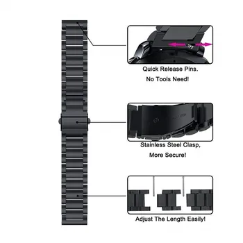 Akių & Soild Nerūdijančio Plieno Watchband Garmin Vivomove HR 3S 3 / Vivoactive 4 4S 3 / Venu Luxe Stiliaus Laikrodžių Juosta Dirželis