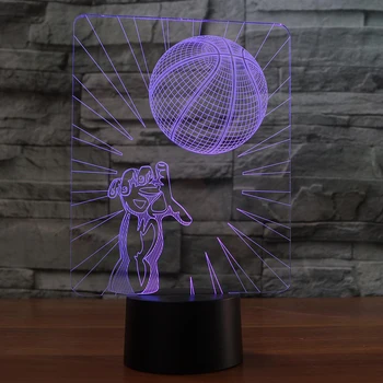 Akrilo Graviravimas Krepšinio 3D LED Naktį Žibintai Su 7 Spalvų Changeing Berniukų Gimtadienio Naujovė Dovana Žaislas