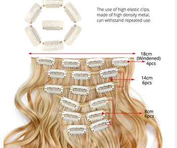Alileader Sintetinių 16 Įrašus Plaukų Pratęsimo 22Inch ilgųjų Bangų Plaukų False Hairpiece 6Pcs/Set Syntetic Plaukų priauginimas Įrašus