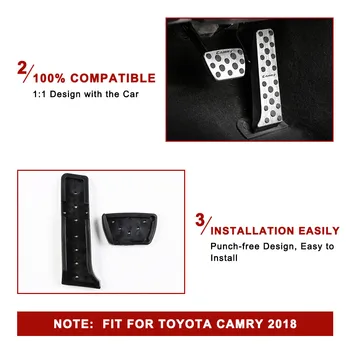 Aliuminio Automobilio Akceleratoriaus Dujų Pedalas Stabdžių Pedalą Kojoms Pedalą Ne Slydimo Pagalvėlės Dangtis Atveju NE Toyota Camry 2018 2019 Priedai
