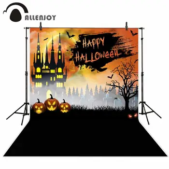 Allenjoy Happy Halloween Fone Naktį Pilies Moliūgai Kapo Siaubo Šalių Sienų Dekoras Fone Festivalis Prom Reklama Prekių