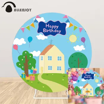 Allenjoy animacinių filmų kiaulių gimtadienio turas fone Baby shower namų vaikų apdailos ratas reklama dovana fone photobooth