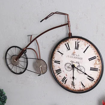 Amerikos-Retro Stiliaus Kūrybos kaustytomis geležies dviračių laikrodis sieninis laikrodis derliaus senas dviračių sienų apdailai išjungti laikrodį, Papuošalus Wal