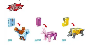 Anglų raidžių Transformacijos Abėcėlė A~Z Dinozaurų Robotas Gyvūnų Švietimo priemonių skaičius Building Block Modelis Vaikams, Žaislų, dovanų