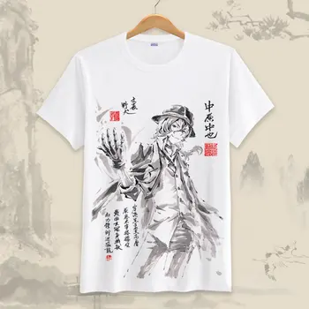 Anime Bungo Benamių Šunų T-shirt Osamu Dazai Nakajima Atsushi Trumpas Rankovės Kinijos Dažai, Tapyba Marškinėlius Unisex Summer Tee Viršūnės