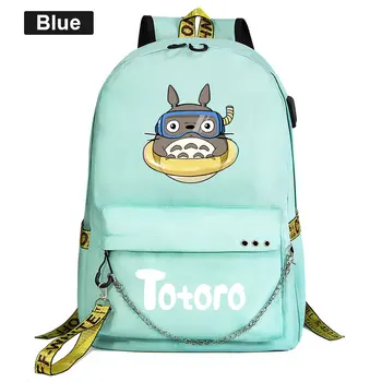 Anime Mano Kaimynas Totoro Kuprinė Moterims Vyrai Su USB Įkrovimo Grandinės Pluoštas Kuprinė Kasdien kelioniniai Krepšiai Knygų Krepšiai Mochila
