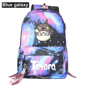 Anime Mano Kaimynas Totoro Kuprinė Moterims Vyrai Su USB Įkrovimo Grandinės Pluoštas Kuprinė Kasdien kelioniniai Krepšiai Knygų Krepšiai Mochila