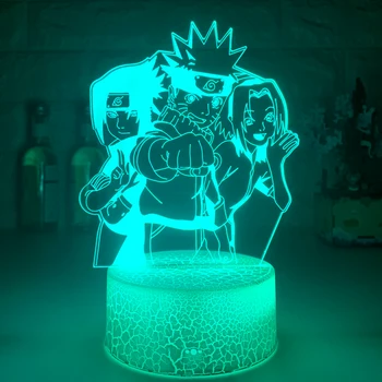 Anime Pav Naruto Uzumaki Grupė Naruto 3D Optinė Iliuzija Naktį Šviesos 7 Spalvų Stalo Lempos Hatake Kakashi Uchiha Sasuke Vaikas lempos