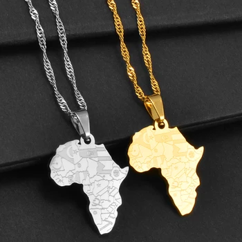 Anniyo mažo Dydžio Afrikos Žemėlapis Su Šalies Vėliava, Pakabukas Grandinės Karoliai Afrikos Žemėlapiai, Papuošalai Moterims, Merginoms #204021