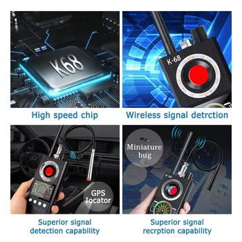 Anti-Spy RADIJO Dažnio Signalo Detektorius (GSM, GPS Sekimo Kamera Klausymosi Prietaisas Detektorius Pro K68