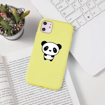Anti-rudenį Animacinių filmų Panda už Fundas 11 iPhone Atveju SE 2020 Galinį Dangtelį Spalvinga Skysto Silikono Mielas iphone XR Atvejais, 8 Plius 6s