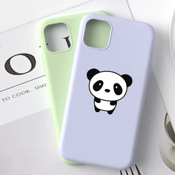 Anti-rudenį Animacinių filmų Panda už Fundas 11 iPhone Atveju SE 2020 Galinį Dangtelį Spalvinga Skysto Silikono Mielas iphone XR Atvejais, 8 Plius 6s