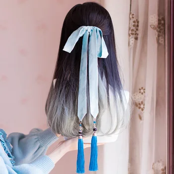 Antikvariniai tūris moire hanfu plaukų juosta Super fėja iš priekinės šukuoseną kutas plaukų virvę kasdien juostelės atkurti senovės būdai