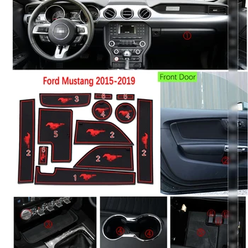 Anti~slydimo Durų Gumos Puodelio Pagalvėlių Ford Mustang~2019 m. 2016 m. 2017 m. 2018 m. 6 Gen S550 EcoBoost Eksporto Interjero Priedai