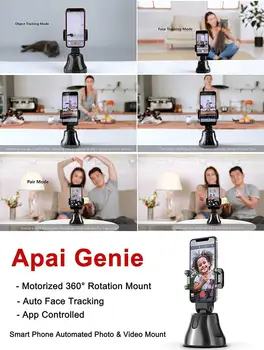 Apai Genie Išmanųjį telefoną Selfie Fotografavimo Gimbal Objektas, Auto Sekimas, Telefono Turėtojas Selfie Stick Tiktok Vlog tiesioginį Vaizdo įrašą 