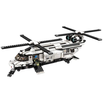 Apšviesti Pastato Bloke taikos Palaikymo Pajėgų Thunder Misija Malūnsparnį Orlaivių 650pcs Švietimo Plytų Žaislas Berniukas
