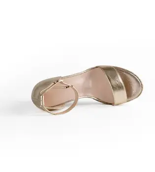 Arden Furtado vasaros pleištai aukšti kulniukai 10cm čiurnos dirželis natūralios odos platformos aukso sandalai moterų batai ponios mados batai