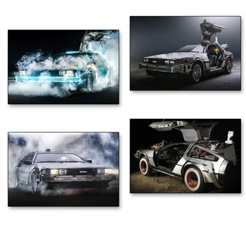 Atgal į Ateitį filmą DeLorean superautomobilį kelionės laiku Art plakatai Šilko Audinio Spausdinimo Namų Sienų Dekoras