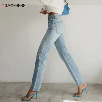 Aukštos Juosmens Džinsai Moterų 2020 M. Harajuku Mados Džinsinio Audinio Kelnės Mama Kelnės Medvilnės Streetwear Derliaus Tiesiai Jean Femme