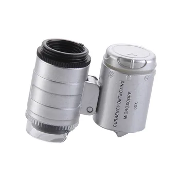 Aukštos Kokybės Universalus Įrašą 60X Mikroskopu Didinamasis stiklas su LED/UV Šviesos Išmaniųjų Telefonų