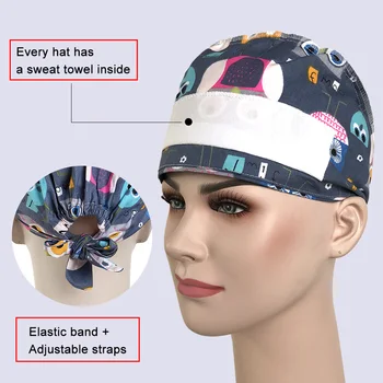 Aukštos kokybės grynos medvilnės kvėpuojantis unisex animacinių filmų anime spausdinti slaugytoja kepurės aukščio krūmų bžūp grožio salonas gydytojo darbo kepurės