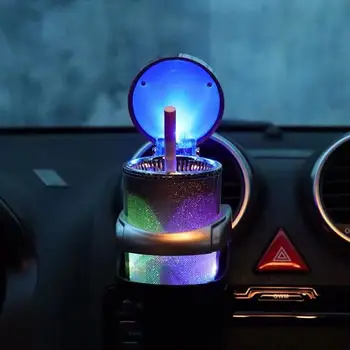 Automobilio Peleninę su LED Šviesos Cigarečių, Cigarų Peleninę Konteinerių Peleninę Dujų baliono Dūmų Puodelio Laikiklis Laikymo Taurės Automobilių Reikmenys