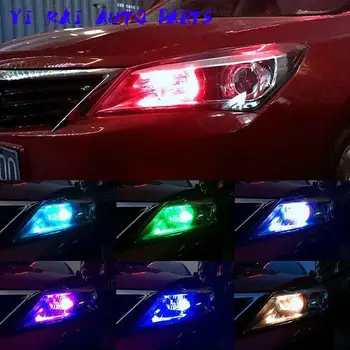 Automobilio stilius 12V Automobilio RGB LED T10 W5W LED RGB 5050 SMD signalinė Lempa Skaitymui Pleišto Lengvojo Automobilio Salono Dekoratyvinis Apšvietimas Nuotolinio