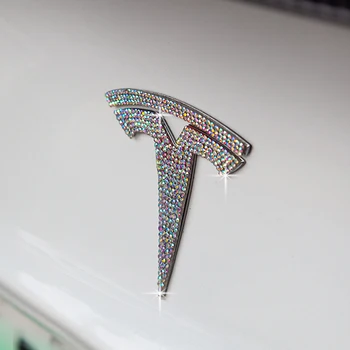 Automobilių Krištolo ir Deimantų Logotipo Lipdukas Hub Centras Dangtelį Vairo Apdaila Modifikuotų Accessrories už Tesla Modelis 3 Modelis X S