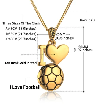 Aš Myliu Futbolą Pakabukas Karoliai, Papuošalai, Nerūdijančio Plieno, Aukso Širdies Karoliai Dovana Moterims/Vyrams Dropship Produktus