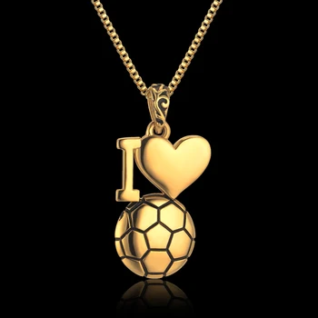 Aš Myliu Futbolą Pakabukas Karoliai, Papuošalai, Nerūdijančio Plieno, Aukso Širdies Karoliai Dovana Moterims/Vyrams Dropship Produktus