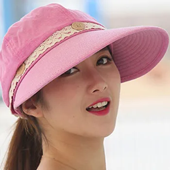 BINGYUANHAOXUAN Moterims Saulės Skrybėlę Platus Kraštų Vasaros UV Apsauga 2 In 1 Paplūdimio Saulės Skydelis Skrybėlę