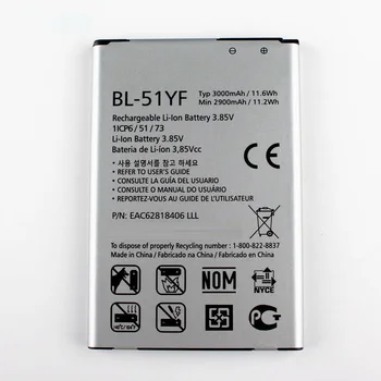 BL-51YF Mobiliojo Telefono Baterija LG G4 BL-51YF H815 H818 H810 VS999 F500 Talpa 3000mAh Bateriją