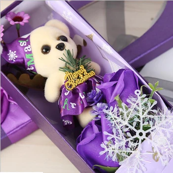 BOLAFYNIA Pliušiniai Žaislai Lokys dovanų dėžutėje puokštė gėlių muilo Įdaryti Žaislas puokštė Valentino Dienos, Kalėdų Dovanos