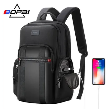BOPAI Kuprinė Vyrų USB Kovos Vagystės Verslo Backpack for 15.6 Colių Nešiojamojo kompiuterio Kuprinė Juoda Atgal Pack Mokyklos Kuprinė Kvėpuojantis Atgal