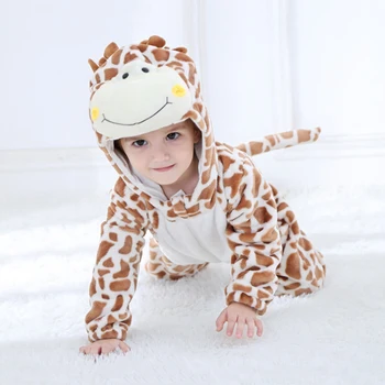Baby Girl Žirafa Pižama Ropa Bebe Drabužius Naujagimiui Rompers Onesies Gyvūnų Anime Kostiumas Apranga Gobtuvu Žiemos Jumpsuit