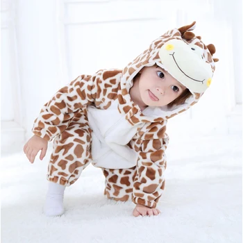 Baby Girl Žirafa Pižama Ropa Bebe Drabužius Naujagimiui Rompers Onesies Gyvūnų Anime Kostiumas Apranga Gobtuvu Žiemos Jumpsuit