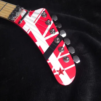 Balta Juostele Raudonos Elektrinės Gitaros Tremolo, Fiksavimo Veržle, Klevų Kaklo Ir Fingerboard