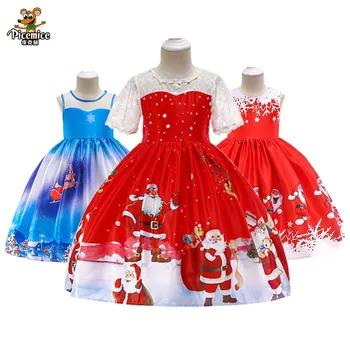 Bamblys Baby Princess Mergina Kalėdų Suknelės Vaikams, Kūdikių Mergaitės Santa Print Princesė Suknelė Kalėdų Komplektus Drabužių 2-10 Metų