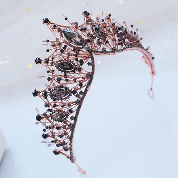 Baroko Black Crystal Gėlės Vestuvių Papuošalai Rinkiniai Vestuvių Karūna Rožančiai Auskarai Choker Karoliai Nustatyti Afrikos Karoliukai Papuošalų Rinkinys