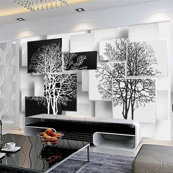 Beibehang Užsakymą tapetai 3d freskomis paprastas juodos ir baltos spalvos medžio apdaila tapyba kambarį, miegamąjį, TV foną