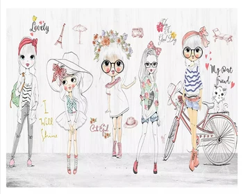 Beibehang Šiuolaikinės mados asmenybės grožio, rankų darbo dažytos vaikus mergina mados šou drabužių parduotuvė papel de parede 3d tapetai