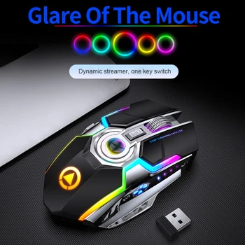 Belaidės Pelės Žaidėjus Žaidimų Silent Lazerinio Optinio 2.4 GHz Žaidimas USB Įkraunamą PELĘ Su Led RGB Apšvietimu Nešiojamas Kompiuteris