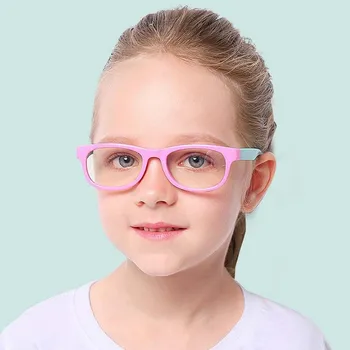 Berniukas ir mergaitė anti-blue Square vaikas Optiniai stiklai Silikono vaikas plokščio veidrodžio mados akiniai, akinių rėmeliai