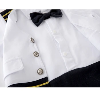 Berniuko Drabužius trumpomis Rankovėmis, Sailor karinio jūrų Laivyno Kapitonas Romper Helovyno Cosplay Žaisti suit Apranga Kūdikių Jumpsuit Drabužių, Kostiumų