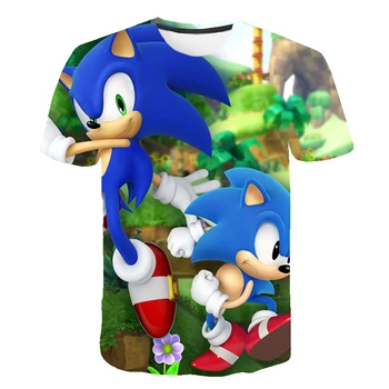 Berniukų, Mergaičių marškinėliai trumpomis Rankovėmis, Sonic the Hedgehog Viršūnes Vaikų Vasaros poliesteris karšto pardavimo Palaidinukė 4-14 Metų vaikai T Shirts